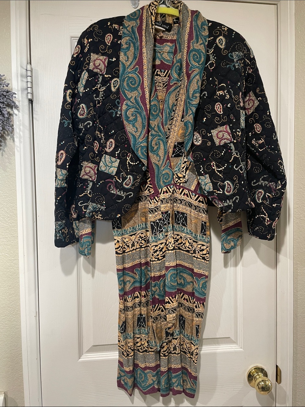Carole Little Black Multi-Patterned Jacket and Dress Set